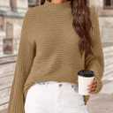 PRETTYGARDEN Womens Sweaters Fall Fashion 2025 Oversized Long Sleeve Mock Neck Chunky Knit Pullover Tops Winter Clothes (L)