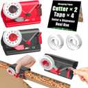2 x (2-Pack) Wrapping Paper Cutter & Tape Dispenser Dual Function with 4 Tapes Kit for Christmas Gift Wrap Cutter Tool Paper Roll Cutter Holder Tube Sliding Slicing for Birthday holiday packing.