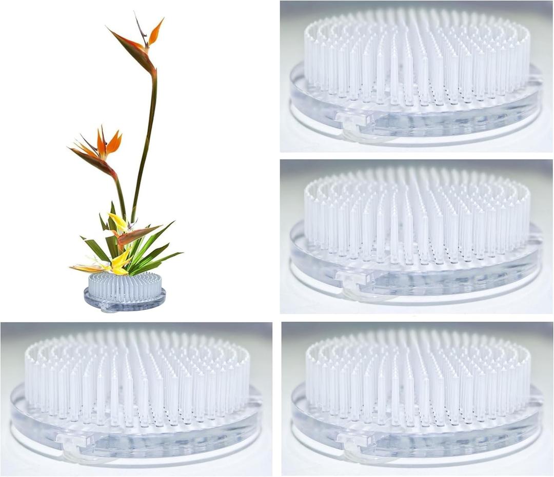 4Pcs Thicken Plastic Flower Frog 70mm/2.76" Clear Japanese Floral Frogs Round Ikebana Kenzan Flower Arrangement Pin Frog Holder