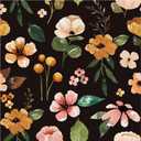 HAOKHOME Black Floral Wallpaper Peel and Stick Black/Yellow/Green Renter Friendly Contact Paper for Bedroom Bathroom 17.7in x 9.8ft