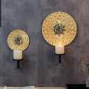 Wall Sconce Candle Holder Metal Hanging Wall Decorations for Home,Living Room, Bathroom, Dining Room, Set of 2 ，（1 Large and 1 Small Combination，Gold