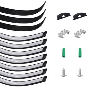 10-Pack Black Bendable LED Aluminum Channel, 3.3ft/1M Flexible Strip Diffuser with Milky White Cover, Recessed Housing for 12.5mm Wide Tape Light, Ideal for Curved Walls Drywall