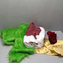 Semana Christmas Green Costume for Men 8 Pcs Furry Adult Santa Claus Costume Santa Suit (X-Large)