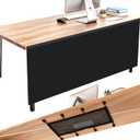 Tegeme 48'' Under Desk Privacy Panel with Cable Management Net Desk Skirt Self Adhesive Modesty Panel with Cord Organizer Pockets for Office Home Standing Workstation(Black)
