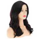 Dsimeig Long Wavy Red Black Wigs for Women Synthetic Side Part Natural Heat Resistant Party Cosplay Hair Wig