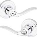 Kwikset Tustin Interior Privacy Door Handle with Lock, Door Lever For Bathroom and Bedroom, Polished Chrome Reversible Keyless Turn Lock