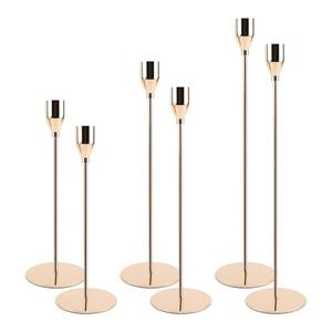 6PCS Tall Candle Candlestick Holder, Taper Pillar Candle Sticks Stand Holders for Table Centerpiece, Metal Tall Taper Candelabra Stands Elegant Decor Set Wedding Festival Decor(Color: Champagne Gold)
