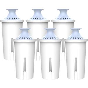 AQUA CREST Alkaline Water Filter, Intended for Brita Pitchers and Dispensers, Everyday, UltraMax, Metro+, XL and More, NSF Certified, 2 Months, 6 Count, Mineralized Alkaline Water, Increases Water PH