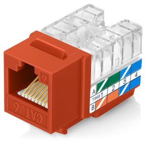 Everest 90 Angled RJ45 Cat6 Keystone Jacks 50-Pack in Orange - Slim Profile Female RJ45 Connectors - Cat 6 Keystone Jack - Compatible with 90 Angled Speed Termination Tool - easyJACK (B094WB91H3)