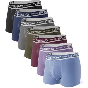 Separatec Cotton Dual Pouch Men's Underwear Comfortable Soft Breathable Everyday Boxer Briefs for men 7 Pack (Medium, Gray Blue/Dark Blue/Olive Green/Black/Dark Gray/Dark Grape Purple/Gray Purple)