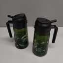 COOLMI Oil Sprayer for Cooking, 2 in 1 Olive Oil Dispenser Bottle Set for Kitchen, Food-Grade Glass Green Oil Vinegar Bottle Container - 16OZ/470ML Set of 2 (Black)