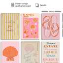 2 x Pink Beach Preppy Canvas Wall art Summer Starfish Shells Postcard Pictures Paintings Pre-College Students Vacation Aesthetics Posters Prints for Girls Apartment Dorm Home Bathroom Decoration Unframed (8x10Poster)