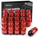 24pcs M14x1.5 Lug Nuts with Forged Aluminum Alloy Material Shell, 24 mm width/42mm Height, Compatible with 2014-2022 Ram 2500 3500, 2003-2016 Ford F250 F350 (Red)