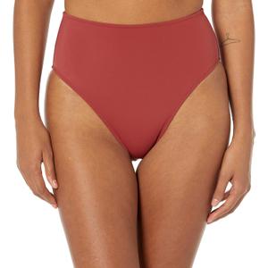 Amazon Essentials Women's High Waist High Leg Bikini Bottom (Brick Red)