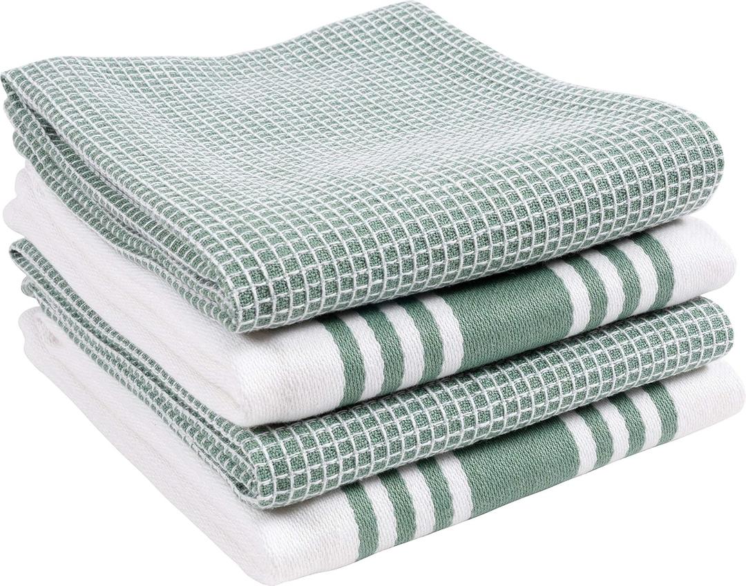 KAF Home Kitchen Towels, Set of 4 Absorbent, Durable and Soft Towels | Perfect for Kitchen Messes and Drying Dishes, 18 x 28  Inches, Sage
