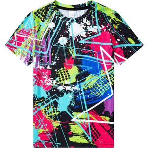 RAISEVERN Boys Neon Shirts Summer Short Sleeve 3D Print T-Shirts Crewneck Cool Tees Tops Girls Shirt Clothes, Size: 13-14 T