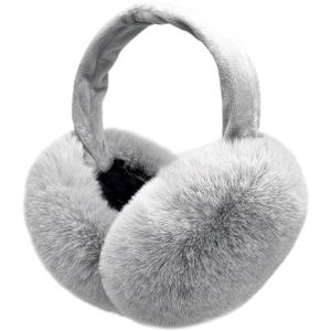 Women Winter Earmuffs Adjustable Faux Fleece Ear muffs Foldable Furry Cute Girl Ear Warmer for Cold Outdoor (Grey)