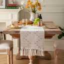 Boho Table Runner 13 x 72 Inch Long Natural Cotton Woven Runner with Tassels for Home Dining Table dcor, for Modern Farmhouse Decor Coffee Table Runner, Taupe and Beige