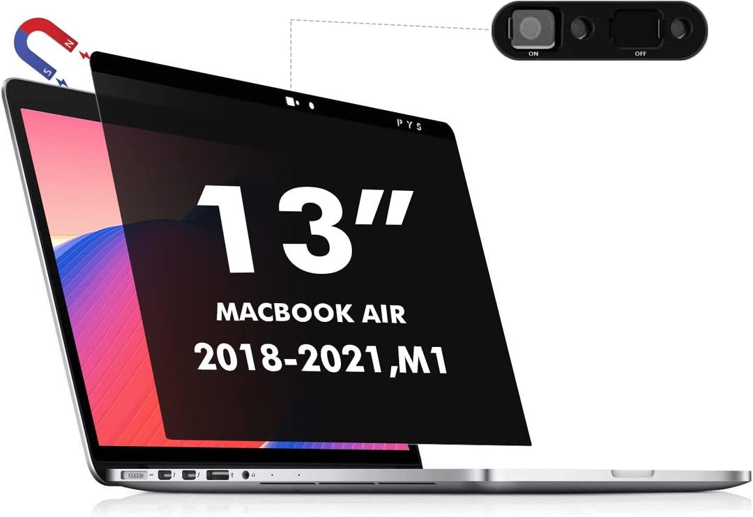 PYS macbook air 13 inch privacy screen Compatible with MacBook Air 13.3'(Released in 2018-2021: A1932,A2179,A2337)-Anti GlareWebcam Cover SliderProvide Privacy, Ultra SlimEasy On