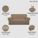 Easy-Going Stretch Oversized Loveseat Slipcover 1-Piece Sofa Cover Furniture Protector Couch Soft with Elastic Bottom for Kids Polyester Spandex Jacquard Fabric Small Checks Natural