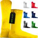 LUX Sports Thin Grip Socks for Cleat Sports - Moisture-Wicking Anti Slip Socks for Men & Women - Soccer, Football, Baseball (One Size, Yellow)