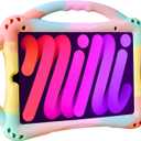 TopEsct Kids Case for iPad mini 7 (A17 Pro) 2024 /iPad Mini6 2021, Shockproof Silicone Cover with Handle Stand for 8.3" iPad mini 6th/7th Gen,Rainbow