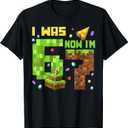 I was 6 Now I'm 7 Funny Pixel Block Gamer 7th Birthday T-Shirt, Small