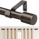 TONIAL Curtain Rod 32 to 58 Inch(2.6 to 4.8 ft), Adjustable Splicing Window Curtain Rods, 3/4 Drapery Rods for Windows 20 to 53 Inch, Decorative Single Rod with Modern Cap Finial, Bronze