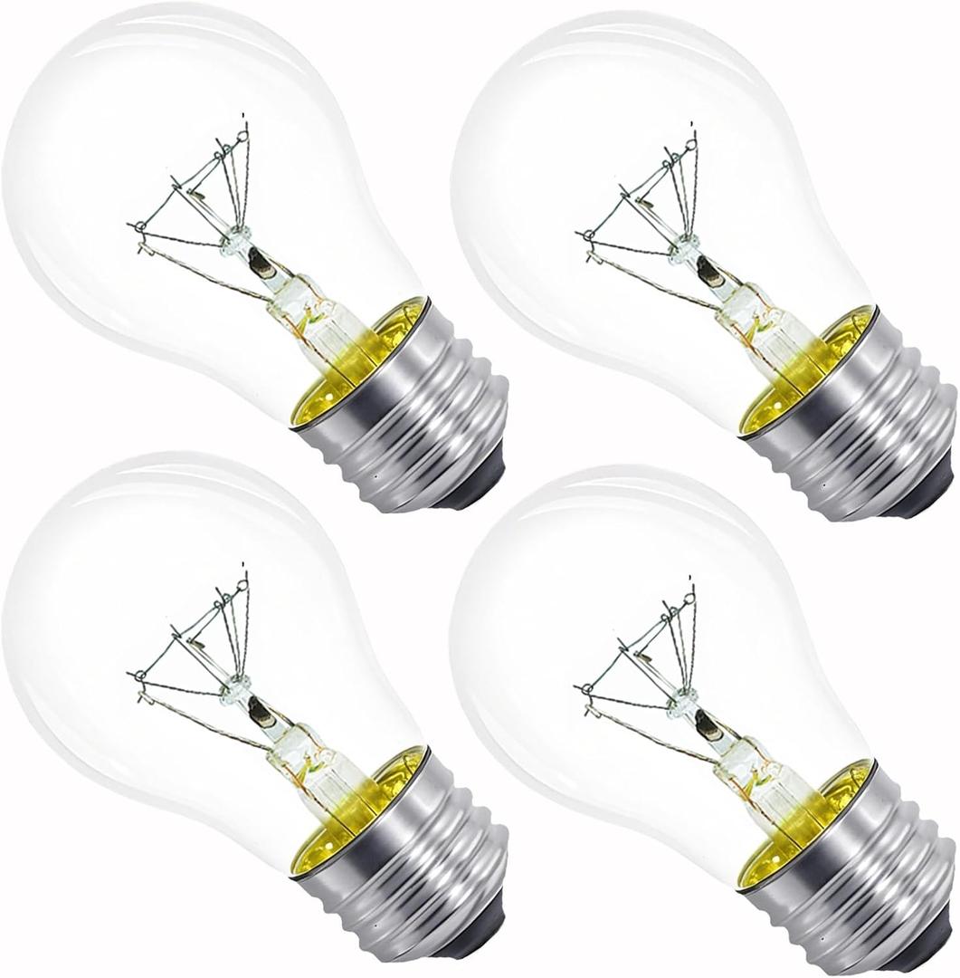 Lava Lamp Bulb 40W E26 Medium Base 120V A15 Appliance Oven Light Bulb for 16.3" Lava Lamp,Microwave Oven, Refrigerator, Over Stove Range Hood,High Temperature 500 Degrees Resistant,Warm White,4 Pack