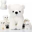 Leitee 5 Pcs Polar Bear Plush Set Large Mommy Polar Bear Stuffed Animal with 4 Cuddly Baby Plushies in Belly for Boys Girls Birthday Winter Holiday Decor Gifts(Sitting)