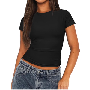 Darong Women's Double Lined Short Sleeve Crew Neck T Shirt Basic Slim Fit Going Out Tops Y2K Fashion
XXL