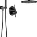 Delta Modern 14 Series Round Rain Shower System Faucet Set, Rainfall Matte Black Shower Head and Handle Set, Valve Trim Kit, 10 Inch, Matte Black T342702-BL (Valve Not Included)