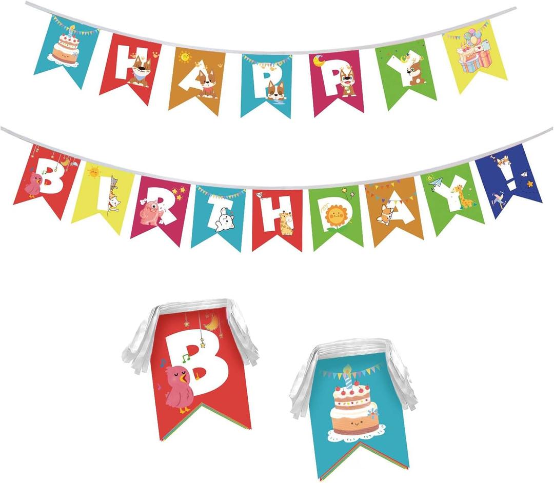 Cute Dog Pattern Happy Birthday Banner Colourful Birthday Party decorations Suitable for Decorating Banners in Living rooms, Bedrooms, Outdoor Gardens 7.8x11inch/20x28cm