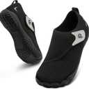 relxfeet Walking Shoes Women Men Wide Diabetic Shoes Adjustable Barefoot Shoes Zero Drop Lightweight Sneakers for Edema Swollen Feet Size 4-13 (All Black)