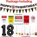 Roetyce 18th Birthday Decorations for Girls Boys, Caution Logos Happy 18th Birthday Banner Balloons Hanging Swirls Kit, Funny 18 Years Old Wall Signs Adult, Black Red 18 Zone Party Backdrop Decor