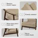 Lexicon Mid Century Modern Chair Velvet Accent Chair for Living Room Chair w/Solid Wood Armrests and Legs, Cushioned Seat and Backrest, Reading Chair and Lounge Chair for Bedrooms/Studios, Brown, 26"W x 31.5"D x 31"H