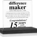 15th Work Anniversary Decor Gifts for Women Men, Difference Maker Definition Appreciation 15Year Work Anniversary Plaque Gifts for Employee, Happy 15th Work Anniversary Decorative SignsVAK370