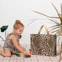 PerKoop 4 Pcs Extra Large Leopard Gift Bags 20 x 16 Inch Jumbo Bag Reusable Non Woven Gift Bags for Jungle Party Favor
