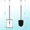 Toilet Brush and Holder Set, 2 Pack with Stainless Steel Handle Toilet Bowl Brush, Compact Toilet Scrubber Brush for Deep Cleaning Bathroom Restroom, Easy to Assemble White & Gray