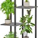 JEPRECO Plant Stand Indoor 7 Tier 8 Potted Metal Wood Plant Shelf, Multiple Flower Pots Corner Tall Plant Holder Stands for Living Room Balcony Bedroom, Black