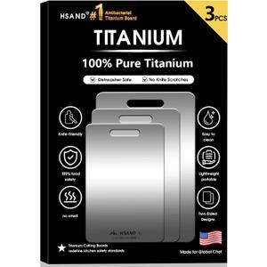 3-Pack Titanium Cutting Board Set, Non-Slip & Double-Sided Design, 100% Pure Titanium Food-Grade Non Toxic Cutting Board, Knife-Friendly, Dishwasher Safe