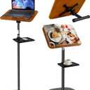 2-in-1 Adjustable Book Stand & Music Stand, 22-51in Dual-Use Floor and Desktop Book Holder Stand, Heavy Duty Solid Wood, with Elastic Page Clip for Cookbooks, Sheet Music, Tablet, Laptop, Projector