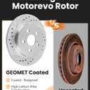 MOTOREVO Rear Geomet Coated Brake Rotors Kit for Accord 2008-2017 High-Carbon Alloy Drilled and Slotted Automotive Performance Back Brake Discs(281.7mm 11.1in) with Ceramic Brake Pads Universal Fit
