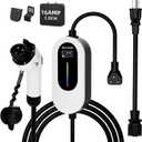 Level 1&2 EV Charger, 16Amp 110V-240V, Portable Electric Vehicle Charging Kit with Adjustable Current & Timer, 25FT Cable, NEMA 5-15 & 6-20 Plugs, J1772 Connector Compatible with All EVs/PHEVs