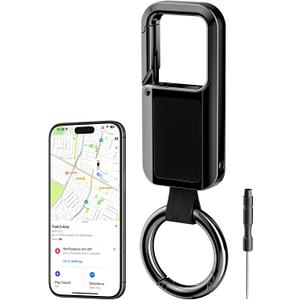 Anit Lost Key Chain, Key Finder Works with Apple Find My, Zinc Alloy Waterproof IP67 120dB Loud Key Tracker with Locator Sound, Heavy Duty Key Ring for Men, Replaceable Battery, Black