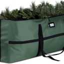 ZOBER Wide Christmas Tree Storage Bag - Maximum Accessibility - Fits 7.5 Ft Trees - 600D Oxford Fabric Christmas Tree Bag For Storage Box For Xmas - Strong Durable Straps & Handles - Card Slot - Green