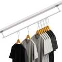 Wonderjune Closet Rail Hanging Closet Rod, 41" Any Angle Clothes Hanging Rail Under Stairs Storage Sloped Ceiling Mount Clothes Rod for Under Stairs Attic Bedroom Wall Mount(White)