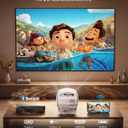 [ Ultra Short Throw & Built-in Apps ] Android 14 Smart Projector with WiFi and Bluetooth, 1080P FHD HDR10, Auto Focus/Keystone, Mini Portable Projector Support Power Bank for Bedroom/Outdoor, White