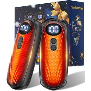 Funaudio Hand Warmers Rechargeable 2 Pack - 6000mAh Electric AI Handwarmers with LED Display, 5-Level, 2 in 1 Portable Heater, Warm Gifts for Women/Men/Golf/Camping/Hunting/Travel/Outdoor/Indoor