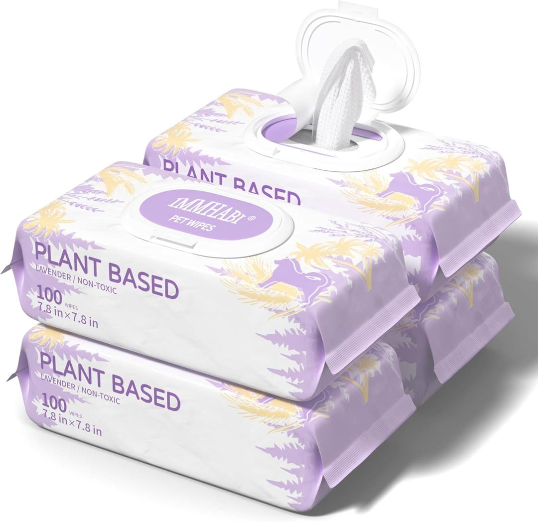 400 PCS Dog Wipes for Paws and Butt Hypoallergenic Pets Cleansing & Deodorizing Anal Gland Hygienic Puppy Wipes for Dogs Face and Body Wipes Cleaning Fur Doggie Wipes Doggy Wipes (Lavender)